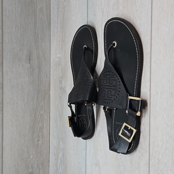 Tory Burch Womens Officine Creative T strap Thong Logo Sandals Flats shoes sz 7M - Picture 2 of 11
